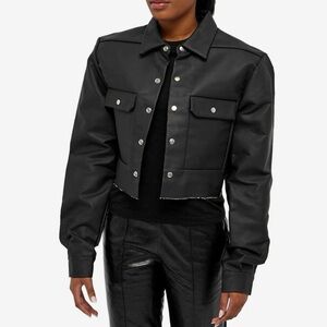 NWT Rick Owens Black Faux Leather Cropped Jacket xs